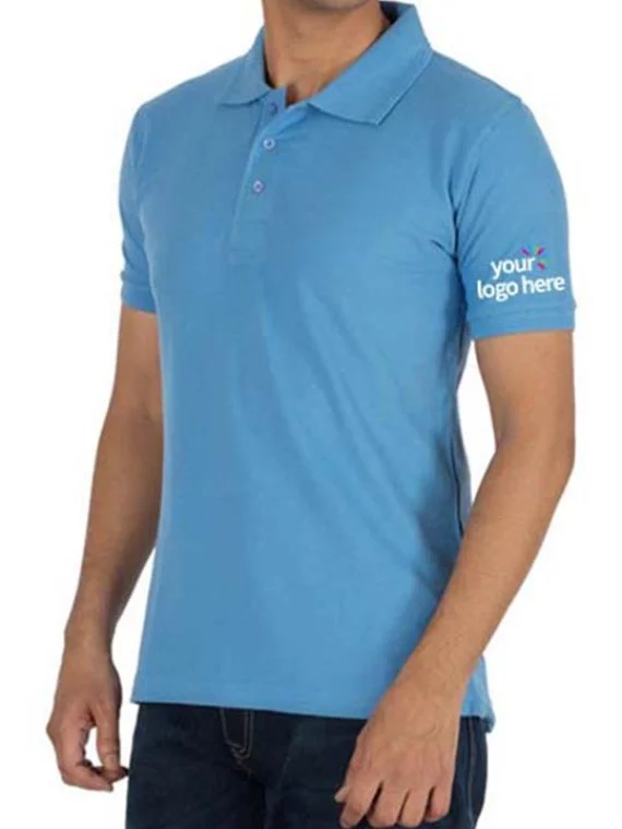 Personalized Polo Cotton T-Shirt Sky Blue