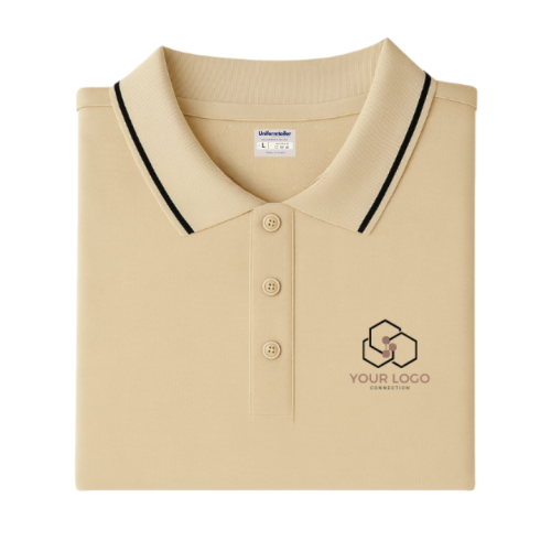 Customized Polo T-Shirt Beige With Tipping
