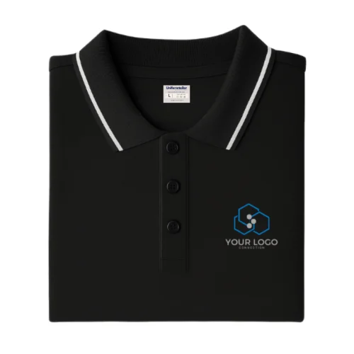 Customized Polo T-Shirt Black With Tipping
