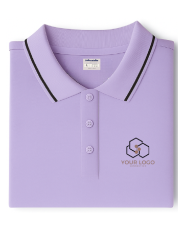 Customized Polo T-Shirt Lilac With Tipping