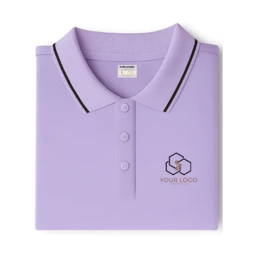 Customized Polo T-Shirt Lilac With Tipping