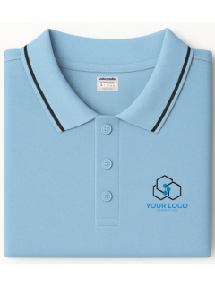 Customized Polo T-Shirt Sky Blue With Tipping
