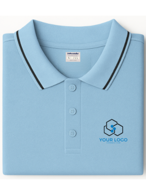 Customized Polo T-Shirt Sky Blue With Tipping