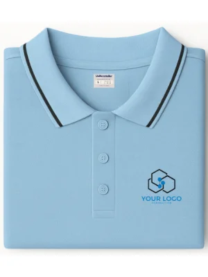 Customized Polo T-Shirt Sky Blue With Tipping