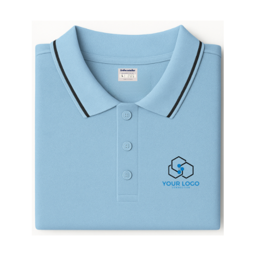 Customized Polo T-Shirt Sky Blue With Tipping