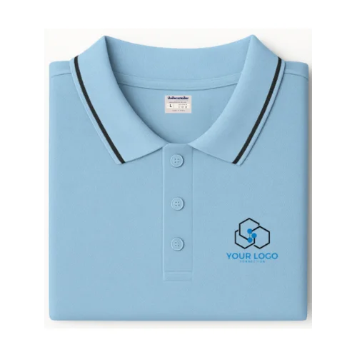 Customized Polo T-Shirt Sky Blue With Tipping