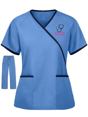 Women's Designer Mock Wrap Scrub Suit