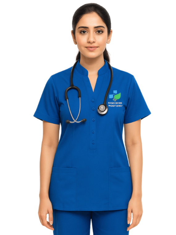 Women's Mandarin Collar Designer Scrub Top