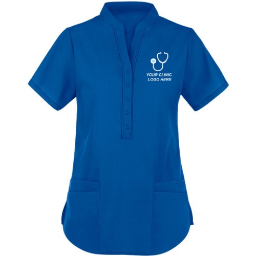 Women's Mandarin Collar Designer Scrub Top