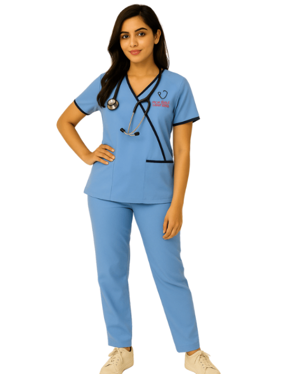 Women's Designer Mock Wrap Scrub Suit