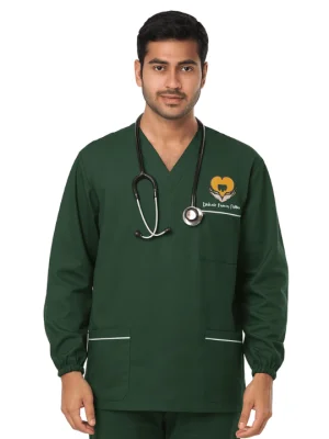 Long Sleeve Three Pockets Unisex Scrub Top