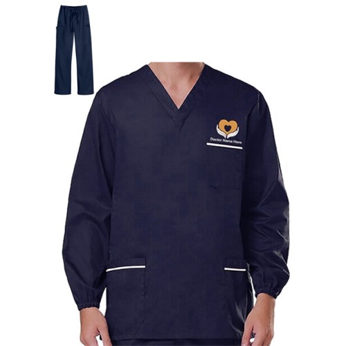 Long Sleeve Three Pockets Unisex Scrub Suit