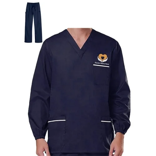Long Sleeve Three Pockets Unisex Scrub Suit