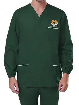 Long Sleeve Three Pockets Unisex Scrub Top