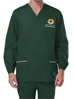 Long Sleeve Three Pockets Unisex Scrub Top