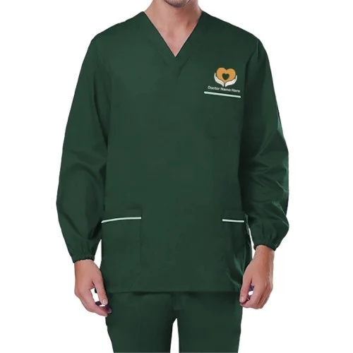 Long Sleeve Three Pockets Unisex Scrub Top