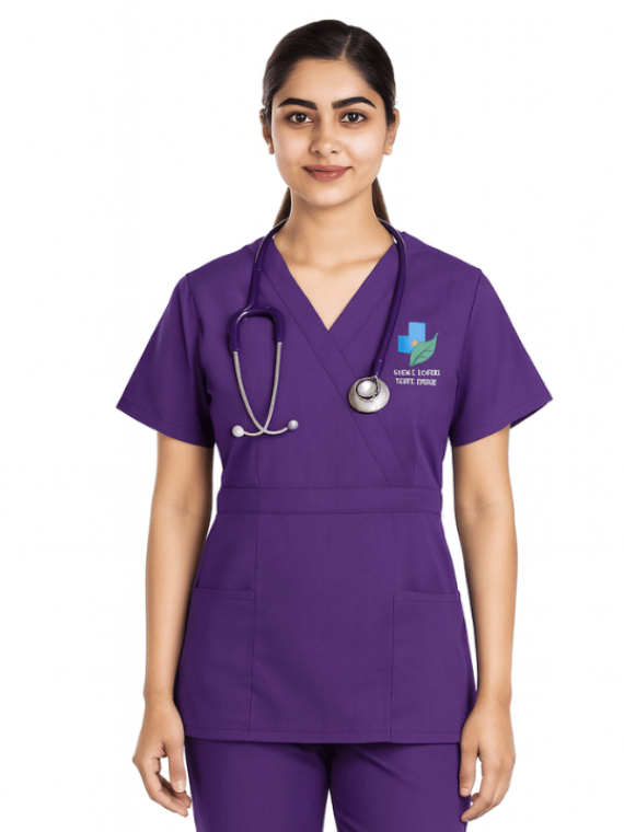 Women's Mock Wrap Scrub Top