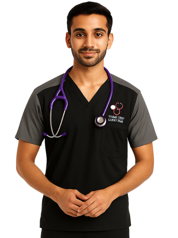 Professional Dual Color Men's Scrub Top