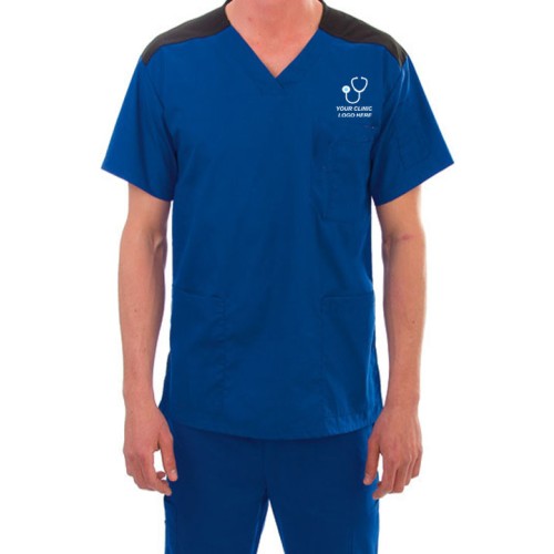 Stylish Dual Color Men's Scrub Top