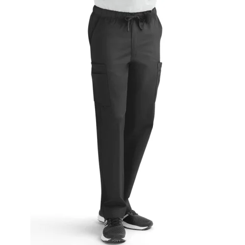 Elastic Waist Scrub Pants With Functional Drawstring