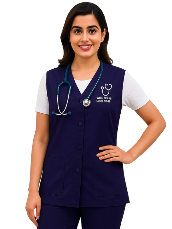 Unisex Button Front Solid Scrub Vest