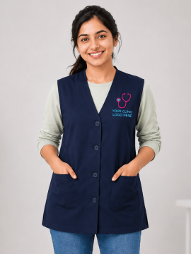 Unisex Button Front Solid Scrub Vest