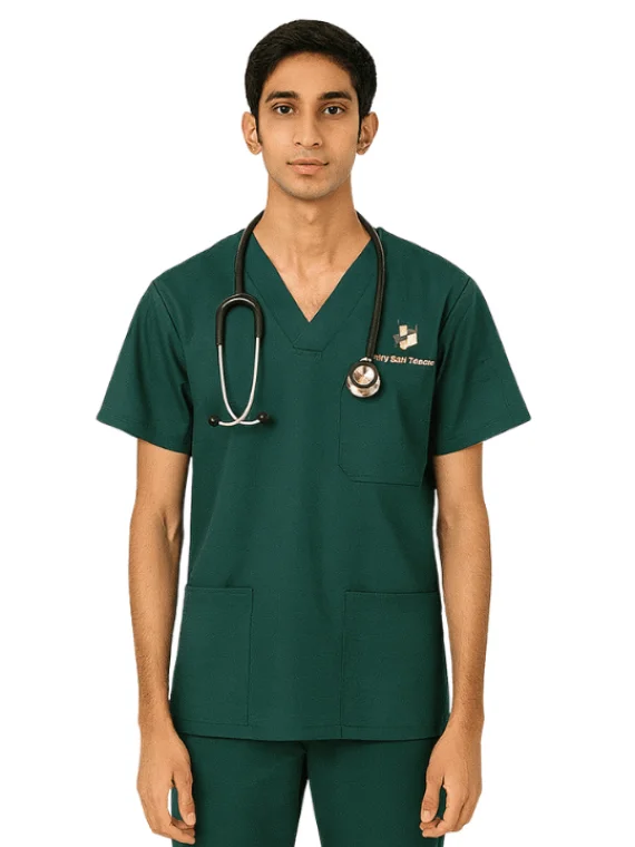 Personalized Designer Utility Three Pockets Scrub Top