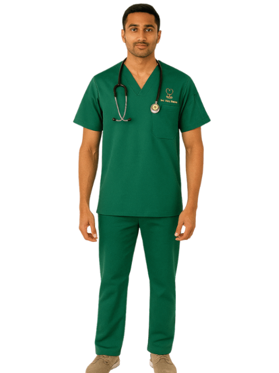 Men's V-Neck Three Pockets Scrub Suit