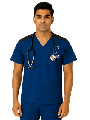 Stylish Dual Color Men's Scrub Top