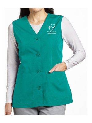 Women button front scrub vest