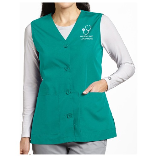 Women button front scrub vest