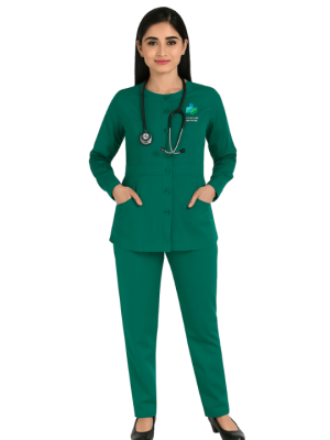 Women's Full Sleeves Button Front Scrub Suit