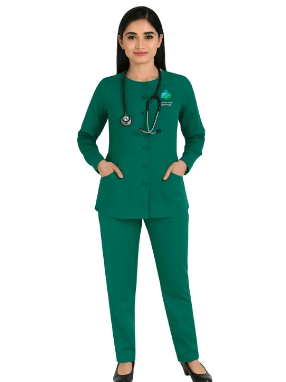 Women's Full Sleeves Button Front Scrub Suit Women's Full Sleeves Button Front Scrub Suit