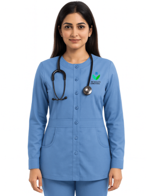 Women's Full Sleeves Button Front Scrub Jacket