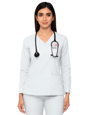 Women's Full Sleeves Mock Wrap Scrub Top Women's Full Sleeves Mock Wrap Scrub Top