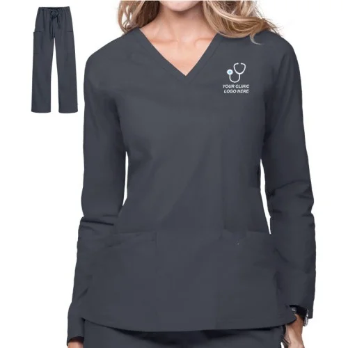 Women's Full Sleeves Mock Wrap Scrub Suit