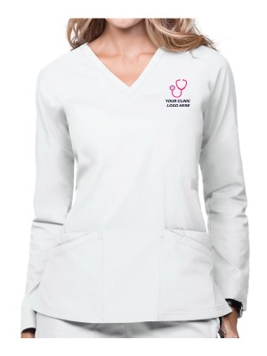 Women's Full Sleeves Mock Wrap Scrub Top Women's Full Sleeves Mock Wrap Scrub Top