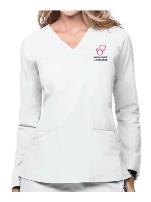 Women's Full Sleeves Mock Wrap Scrub Top Women's Full Sleeves Mock Wrap Scrub Top