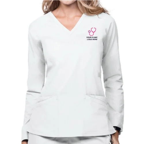 Women's Full Sleeves Mock Wrap Scrub Top