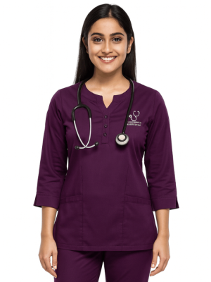 Women's Full Sleeves 3 Button Closure Scrub Top