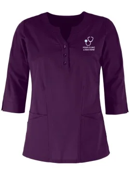 Women's Full Sleeves 3 Button Closure Scrub Top