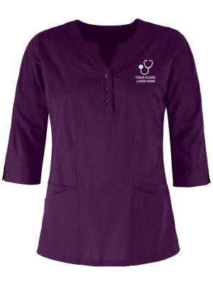 Women's Full Sleeves 3 Button Closure Scrub Top