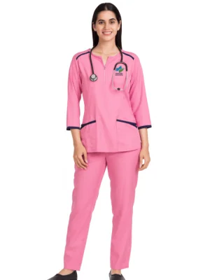 Women's Full Sleeves Zip Front Scrub Suit