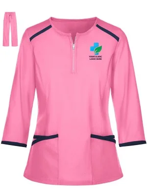 Women's Full Sleeves Zip Front Scrub Suit