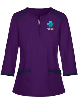 Women's Full Sleeves Zip Front Scrub Top