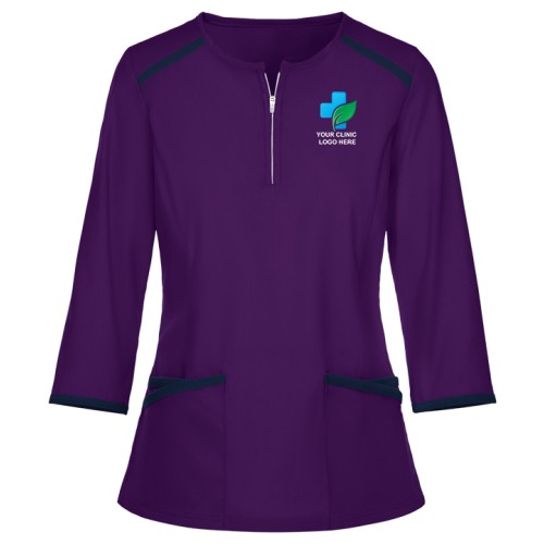 Women's Full Sleeves Zip Front Scrub Top