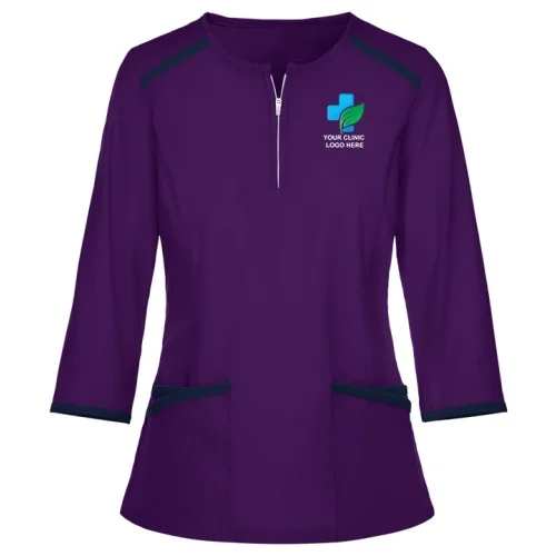 Women's Full Sleeves Zip Front Scrub Top