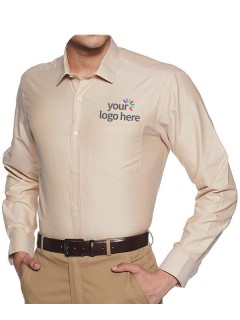 Men's Economy Long Sleeve Office Shirt Beige