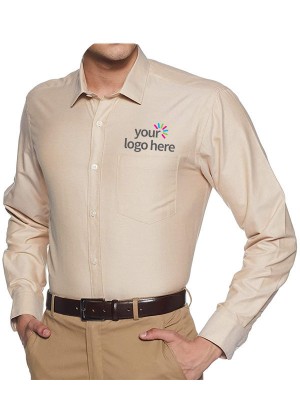 Men's Economy Long Sleeve Office Shirt Beige