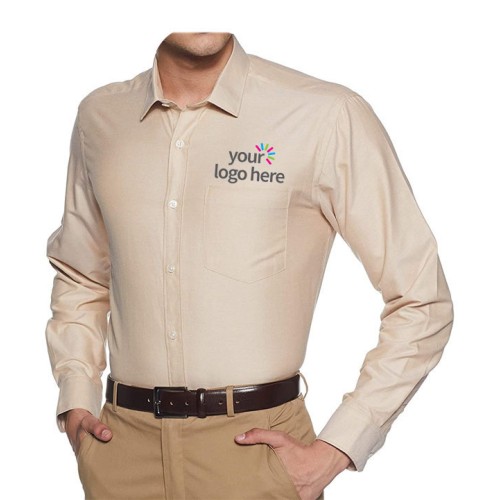 Men's Economy Long Sleeve Office Shirt Beige